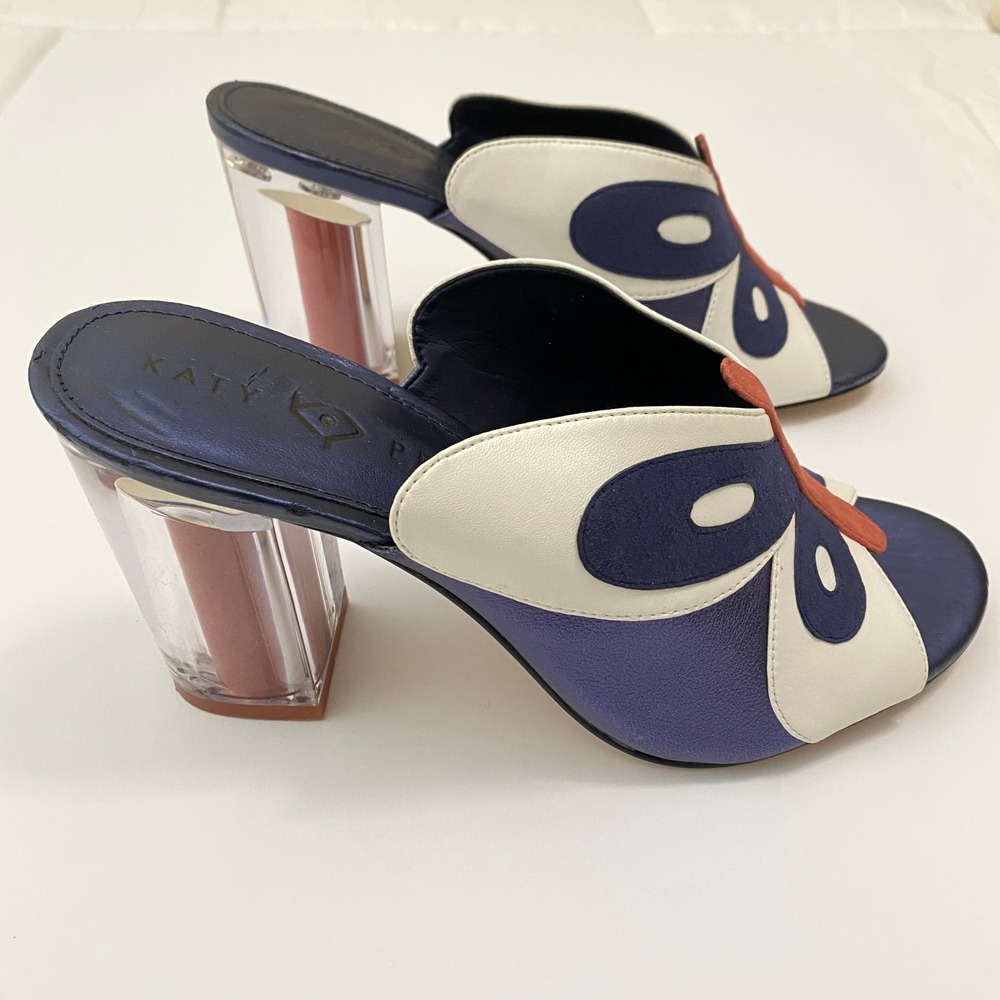 Pop Art Katy Perry The Butterfly Mule Womens 9.5 Navy White Orange Clear Sandals - Picture 3 of 6